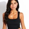Alosoft Ribbed Chic Bra Tank - Black