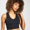 Goddess Ribbed Cropped Racerback Tank - Black