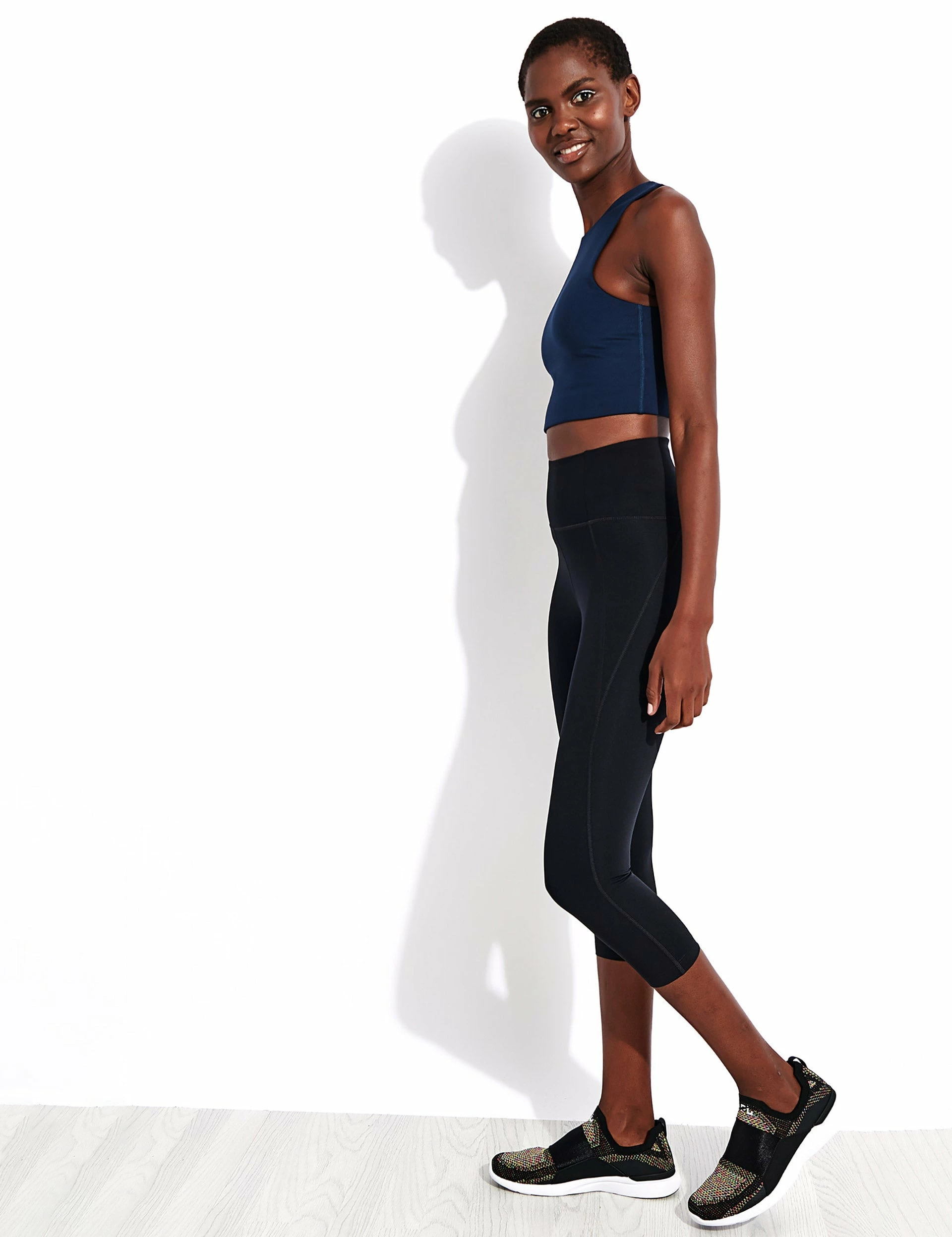 Girlfriend Collective Compressive High Waisted Capri Legging - Black - Image 2