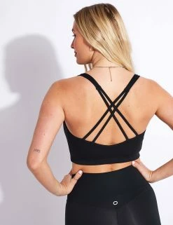 Cross Back Crop Top - Black