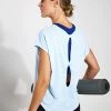 Scoop Neck Twist Back Yoga T-Shirt - Powder Blue