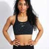Nike Dri-FIT Swoosh Printed Sports Bra - Dark Smoke Grey/Black/White