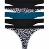 5pk Microfibre Thongs - Black Mix