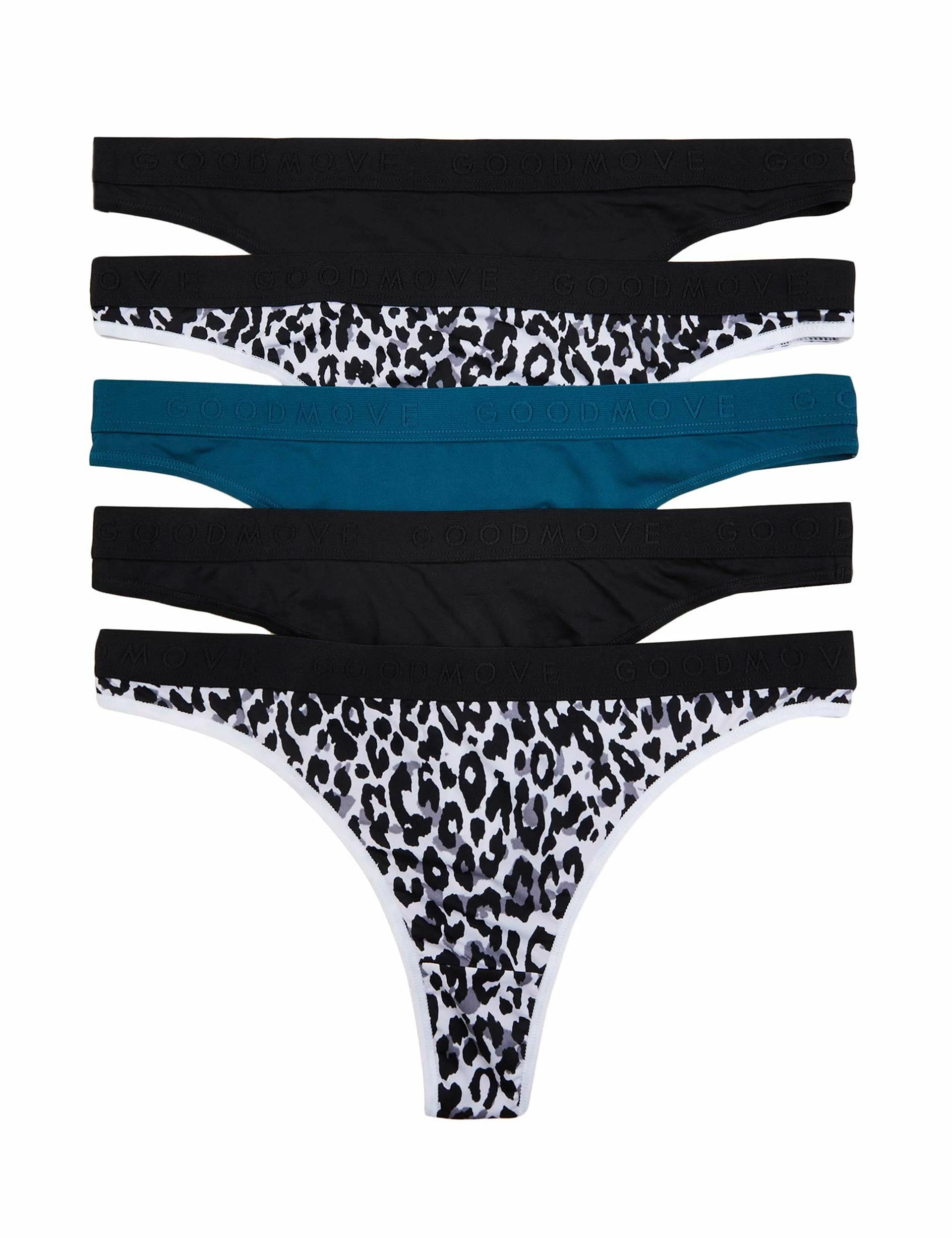 5pk Microfibre Thongs - Black Mix