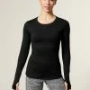 Scoop Neck Long Sleeve Top - Black