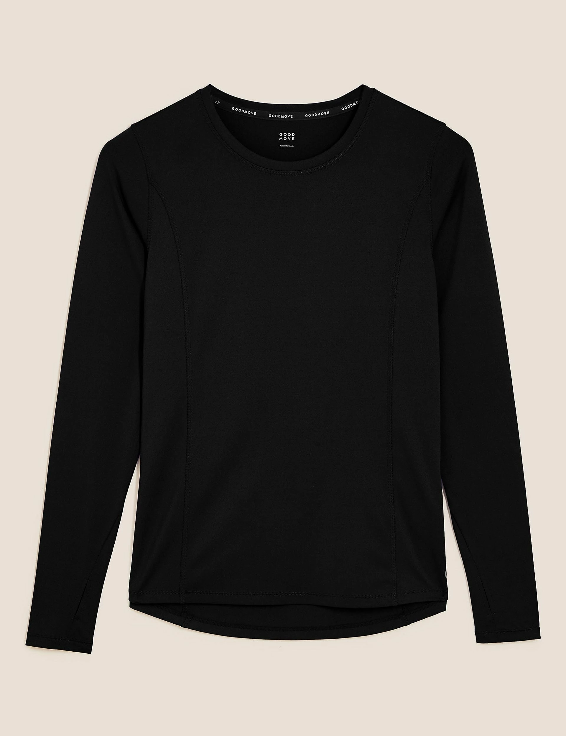 Scoop Neck Long Sleeve Top - Black - Image 7
