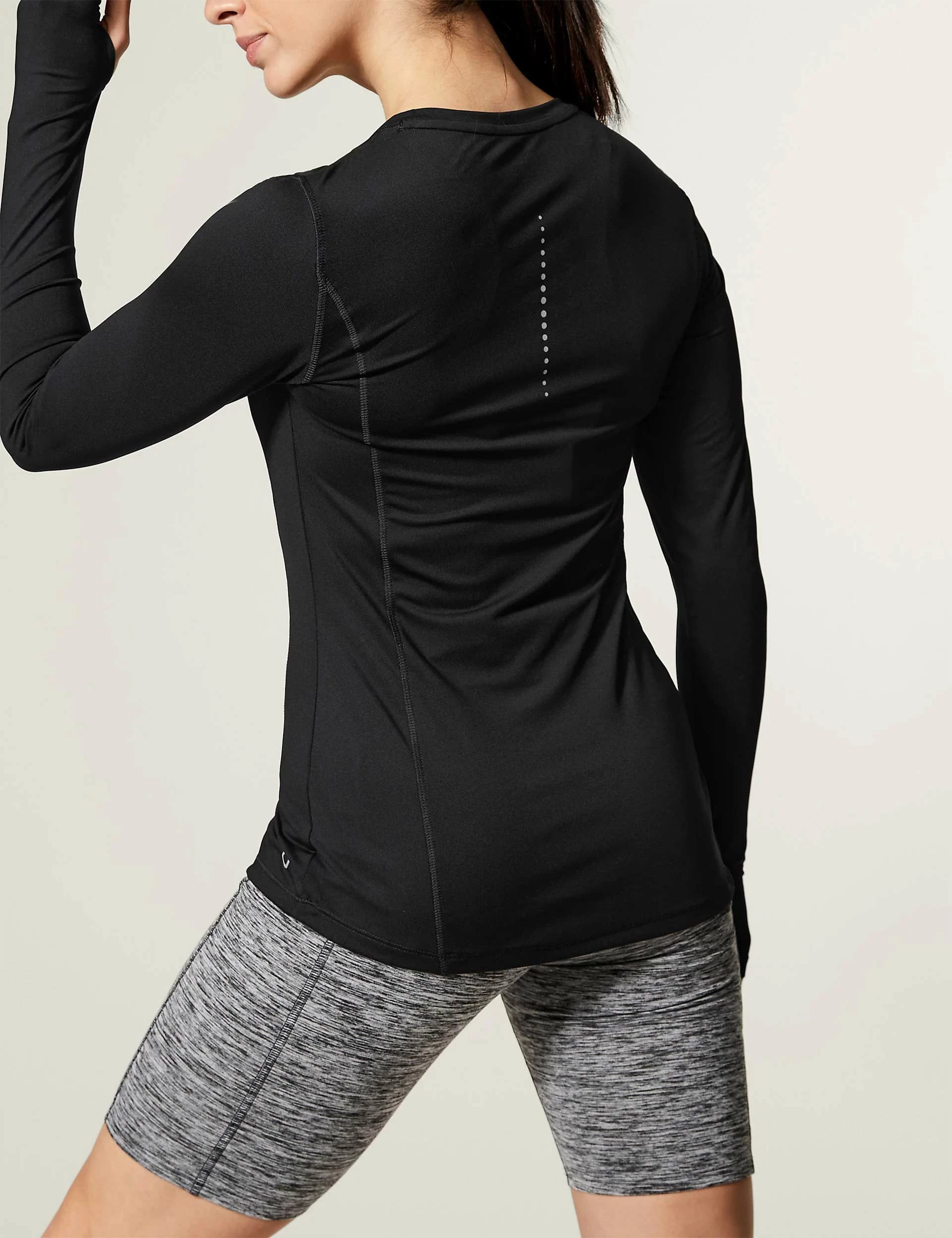 Scoop Neck Long Sleeve Top - Black - Image 2