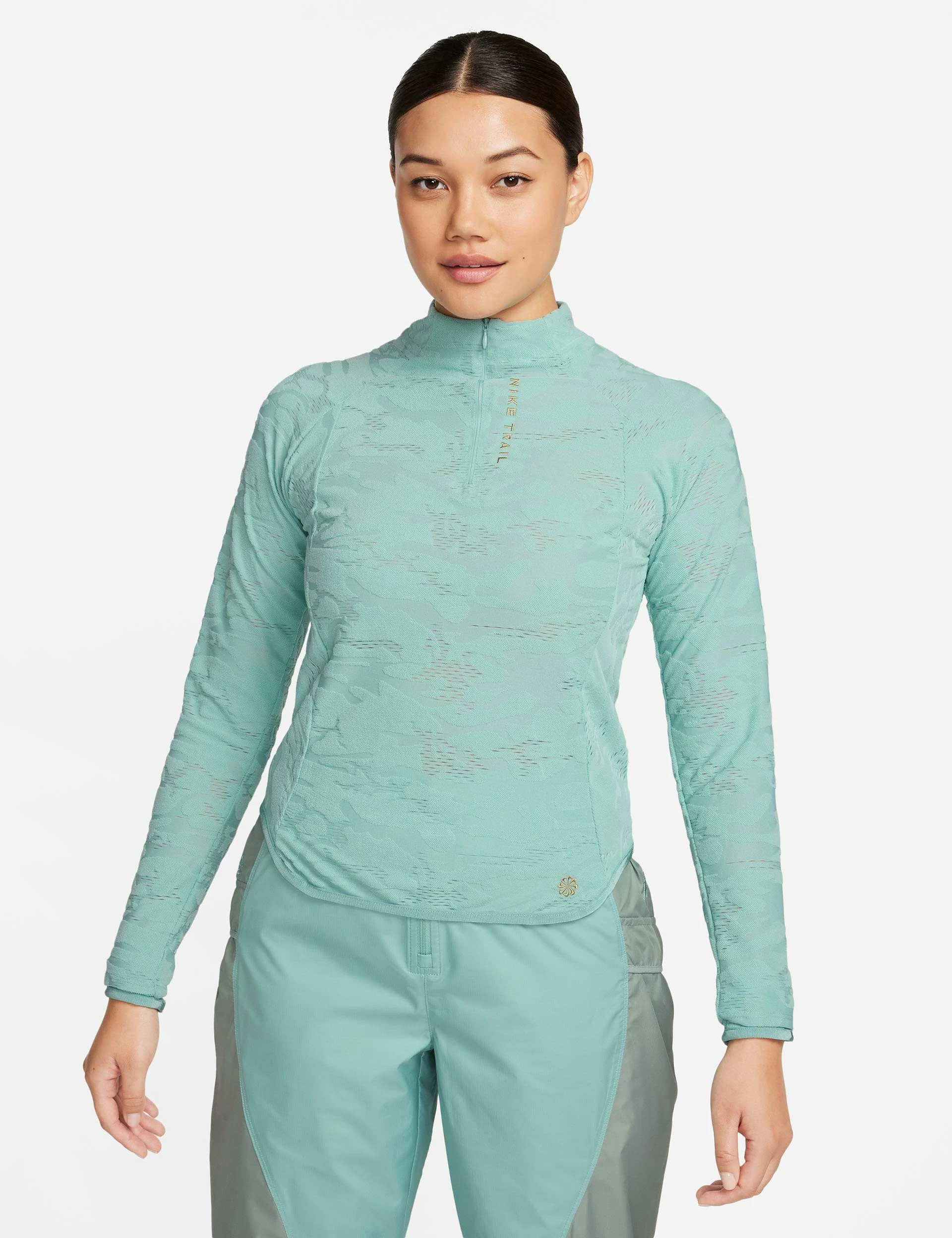 Nike Dri-FIT 1/4-Zip Mid Layer Trail Top - Mineral/Neutral Olive