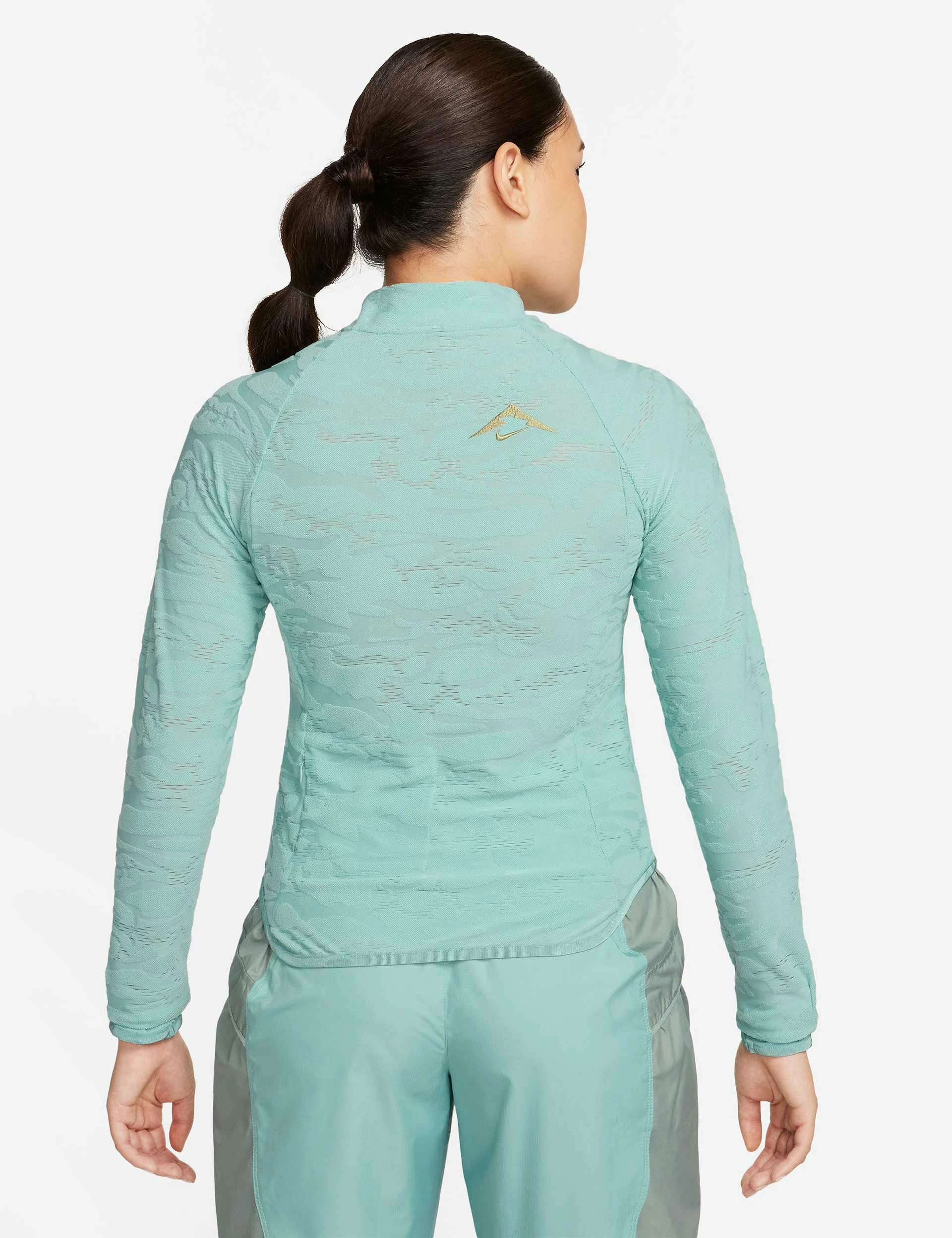 Nike Dri-FIT 1/4-Zip Mid Layer Trail Top - Mineral/Neutral Olive - Image 2