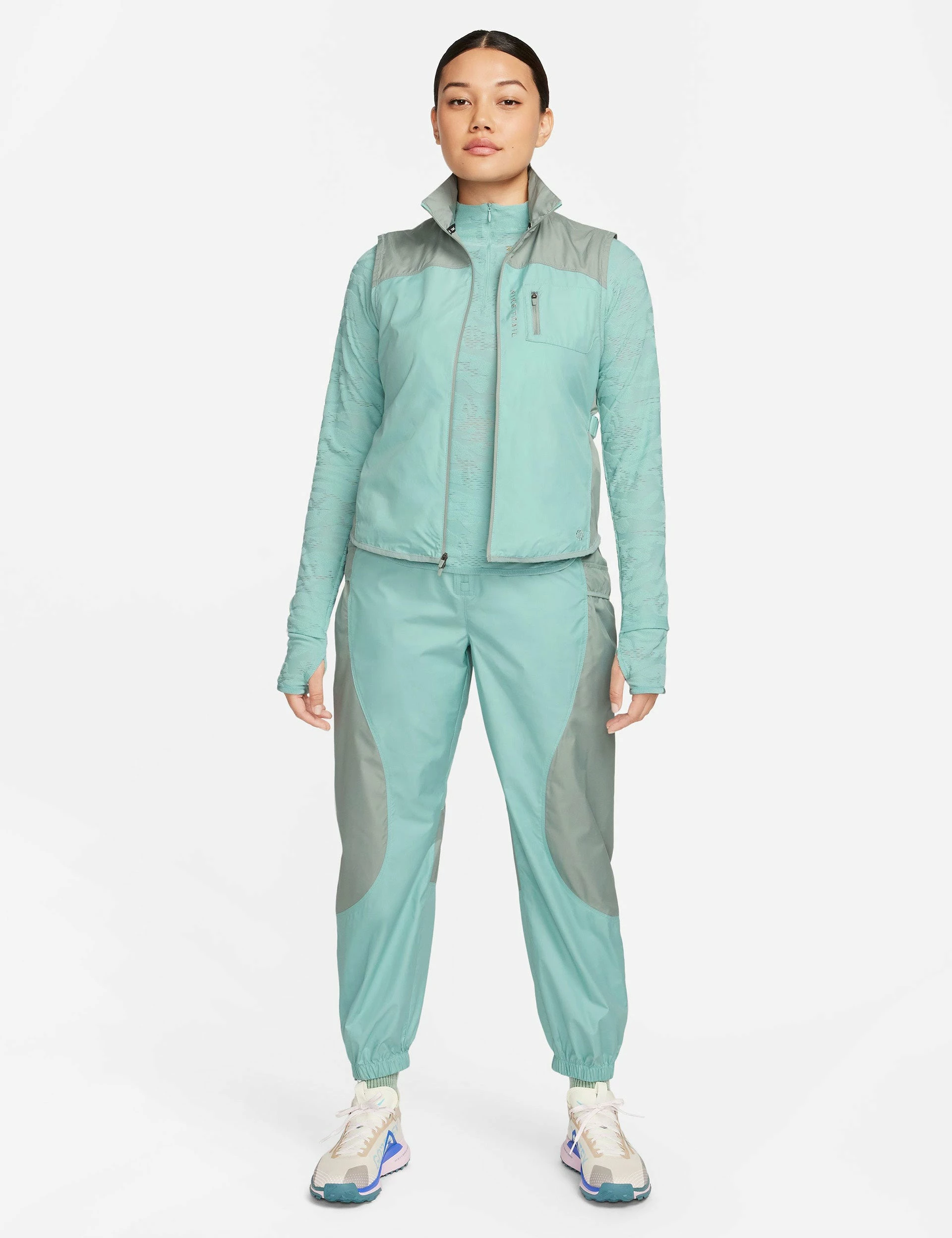 Nike Dri-FIT 1/4-Zip Mid Layer Trail Top - Mineral/Neutral Olive - Image 6