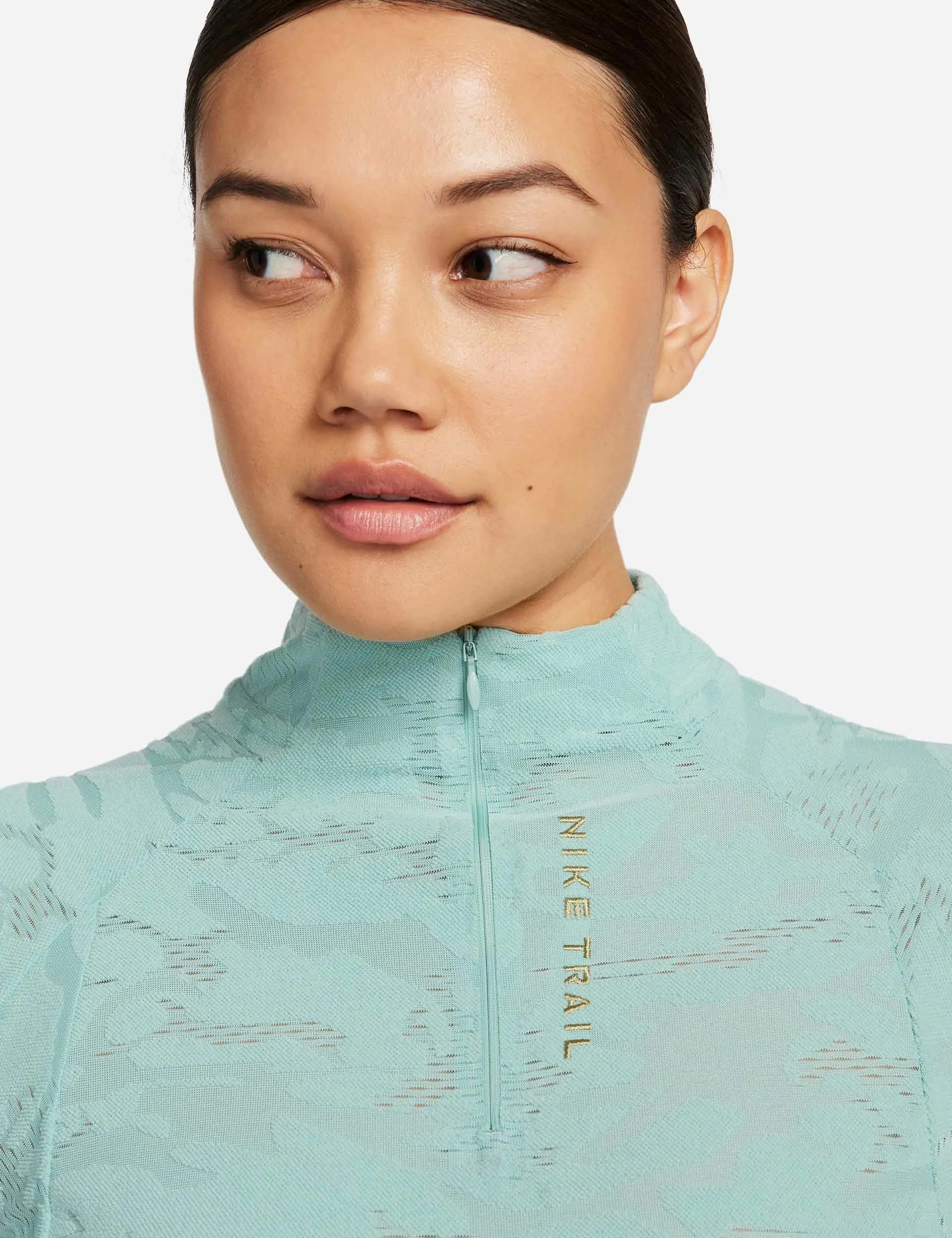 Nike Dri-FIT 1/4-Zip Mid Layer Trail Top - Mineral/Neutral Olive - Image 3