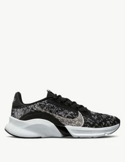 Nike SuperRep Go 3 Flyknit Next Nature Training Shoes - Black/White/Metallic Silver