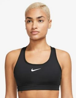 Nike Swoosh Medium Support Bra - Black/White