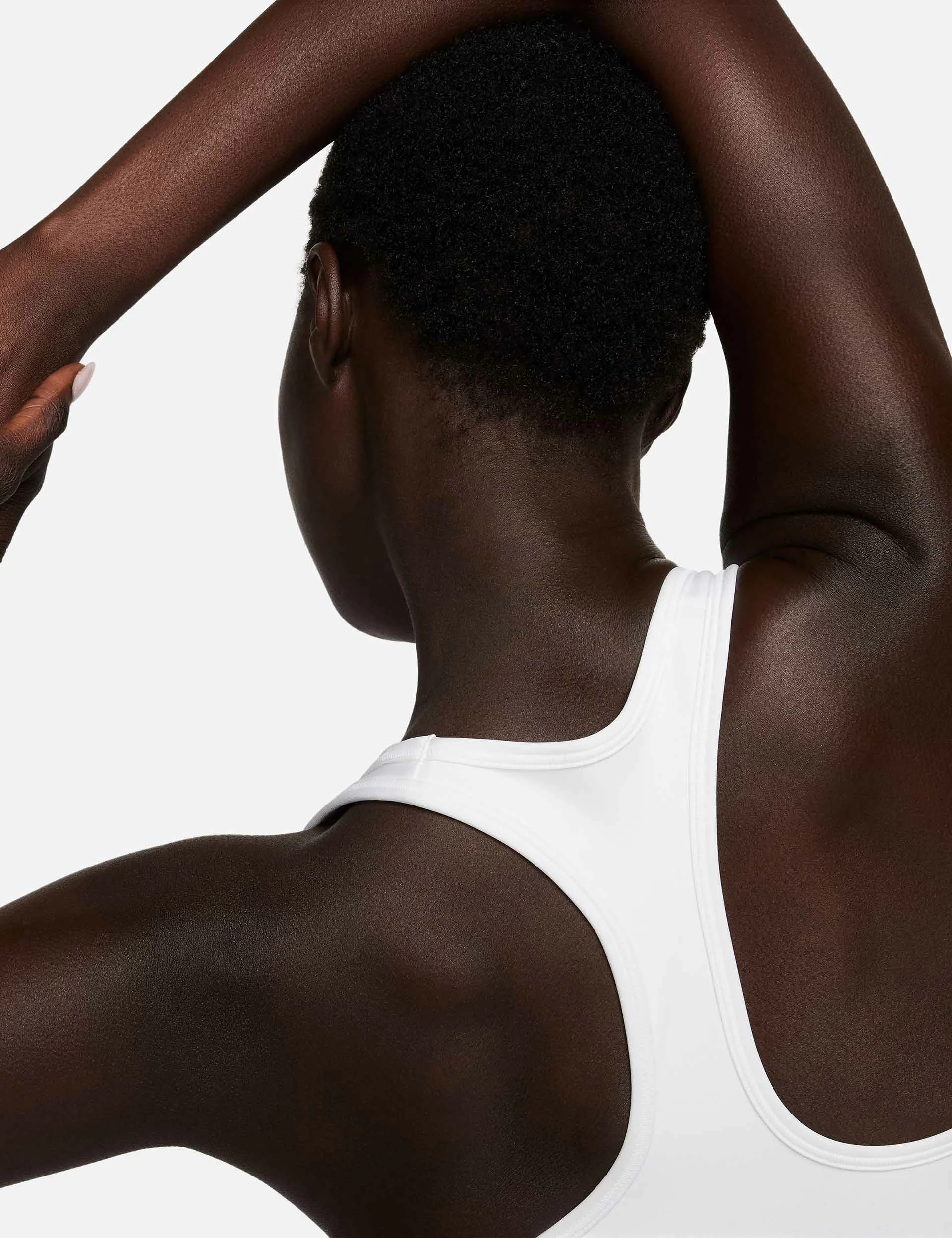 Nike Swoosh Medium Support Bra - White/Stone Mauve/Black - Image 5