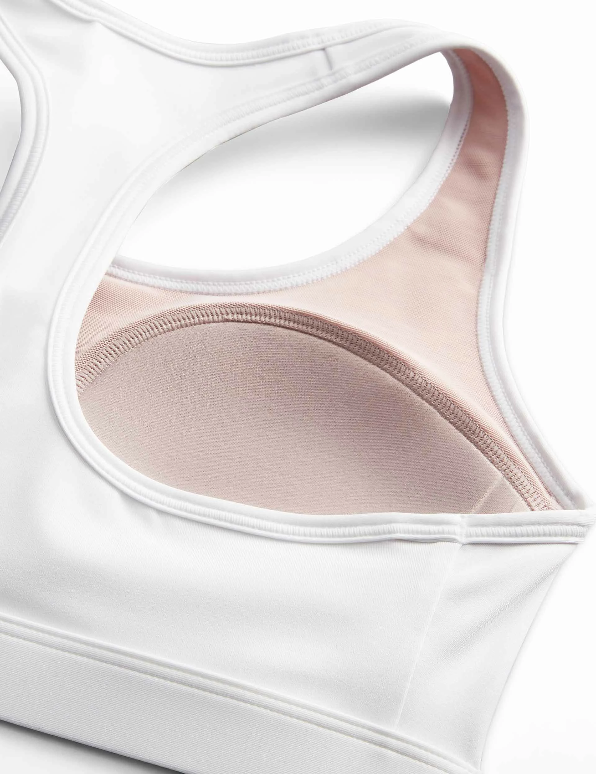 Nike Swoosh Medium Support Bra - White/Stone Mauve/Black - Image 7