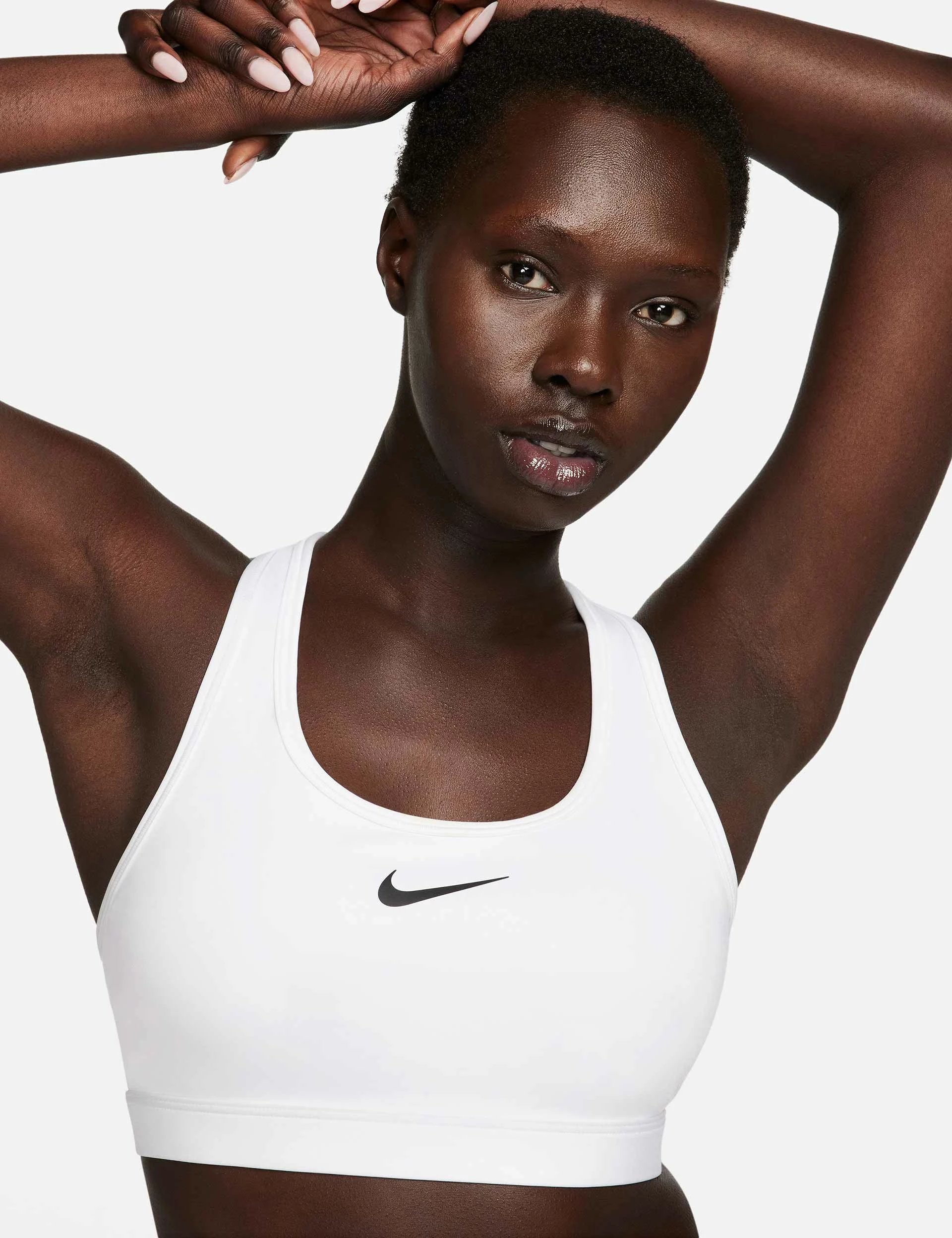 Nike Swoosh Medium Support Bra - White/Stone Mauve/Black - Image 3