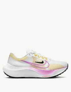 Nike Zoom Fly 5 Shoes - White/Vivid Sulphur/Amber Brown/Rush Fuchsia