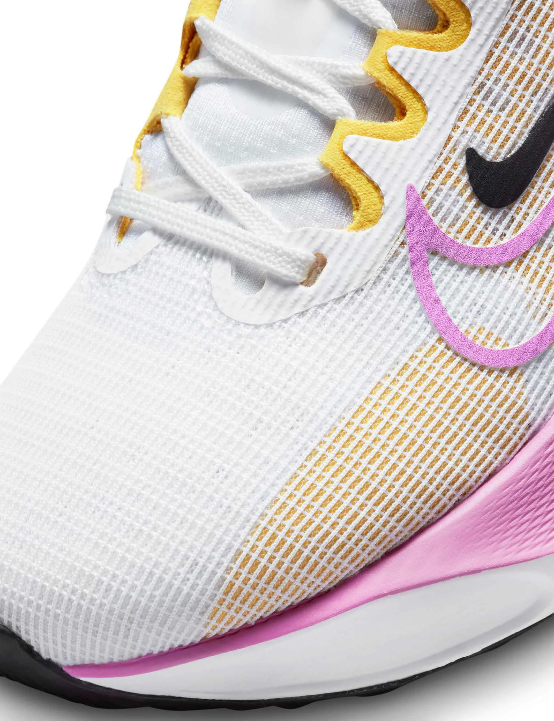 Nike Zoom Fly 5 Shoes - White/Vivid Sulphur/Amber Brown/Rush Fuchsia - Image 7