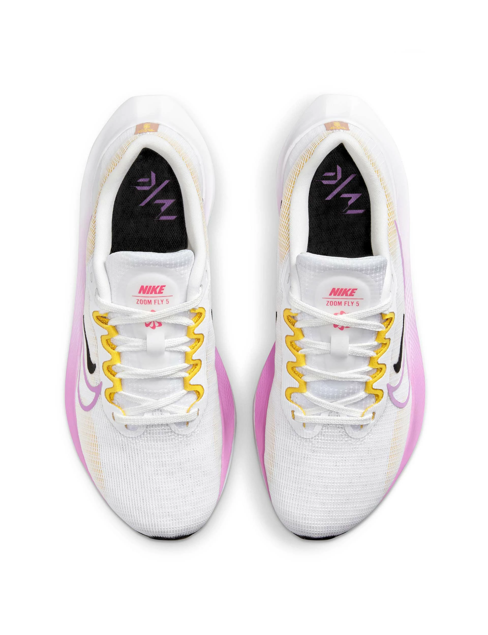 Nike Zoom Fly 5 Shoes - White/Vivid Sulphur/Amber Brown/Rush Fuchsia - Image 5