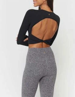 Spiritual Gangster Serene Seamless Twist Back Top - Black