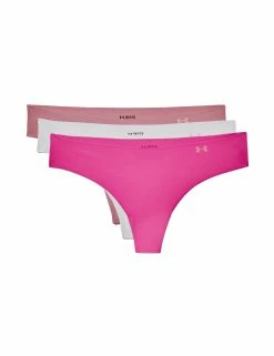 Under Armour Pure Stretch Thong 3-Pack - Pink Elixir/Halo Gray